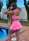 Conjunto Short Saia Oncinha Rosa Bebê 