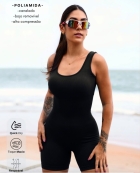 Macaquinho Canelado Preto sem costura
