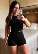 Conjunto Preto Blusa com Short bolsos